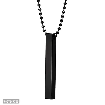 instaZONE Pure 316L Stainless Steel Stylish Silver  Black 3D Cuboid Vertical Bar Stick Locket Pendant Necklace Chain for Men and Boys (pack of 2)-thumb5