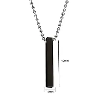 instaZONE Pure 316L Stainless Steel Stylish Silver  Black 3D Cuboid Vertical Bar Stick Locket Pendant Necklace Chain for Men and Boys (pack of 2)-thumb1