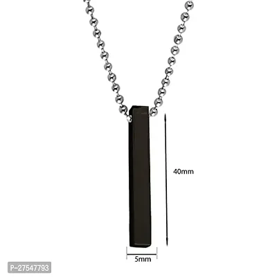 instaZONE Pure 316L Stainless Steel Stylish Silver  Black 3D Cuboid Vertical Bar Stick Locket Pendant Necklace Chain for Men and Boys (pack of 2)-thumb2