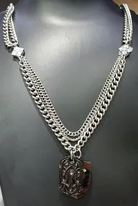 Silver Street Chic Titanium Steel Double Chain  Double Pandent Stainless Steel Necklace-thumb3