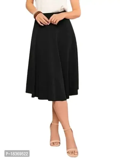 JINJIN Fashion Regulear Skirt for Woman Black  Maroon Knee Length Skirt Size (M:- 30, L:- 32, XL :- 34, XXL :- 36)-thumb0