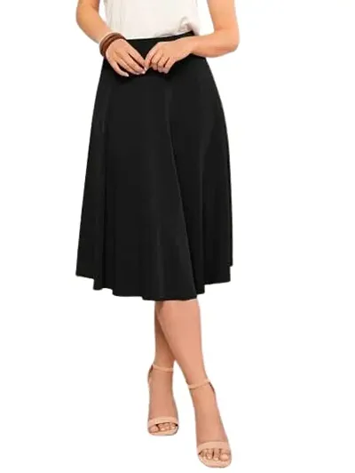JINJIN Fashion Regulear Skirt for Woman Black & Maroon Knee Length Skirt Size (M:- 30, L:- 32, XL :- 34, XXL :- 36)