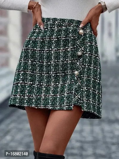 Elegant Green Polyester Printed Skirts For Women-thumb0