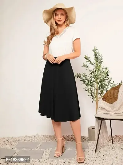 JINJIN Fashion Regulear Skirt for Woman Black  Maroon Knee Length Skirt Size (M:- 30, L:- 32, XL :- 34, XXL :- 36)-thumb4