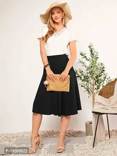 JINJIN Fashion Regulear Skirt for Woman Black  Maroon Knee Length Skirt Size (M:- 30, L:- 32, XL :- 34, XXL :- 36)-thumb5