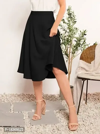 JINJIN Fashion Regulear Skirt for Woman Black  Maroon Knee Length Skirt Size (M:- 30, L:- 32, XL :- 34, XXL :- 36)-thumb2