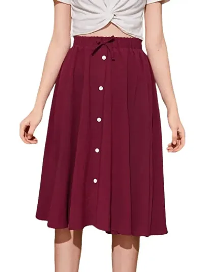 JINJIN FASHION Classic Black & Maroon Knee Length Skirt for Woman & Grils