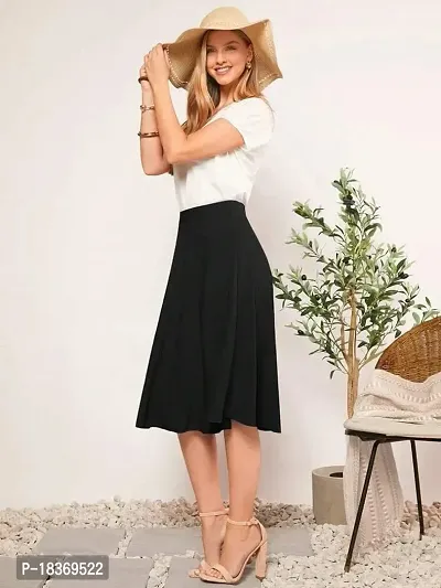 JINJIN Fashion Regulear Skirt for Woman Black  Maroon Knee Length Skirt Size (M:- 30, L:- 32, XL :- 34, XXL :- 36)-thumb3