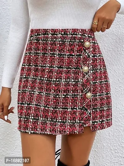 Elegant Red Polyester Printed Skirts For Women