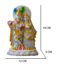 Templeshop Marble Polyresin Radha Krishan Statue, Multicolour Radha Krishna with Peacock Perfect Addition in Your Worship 19 Centimeters (White)-thumb1