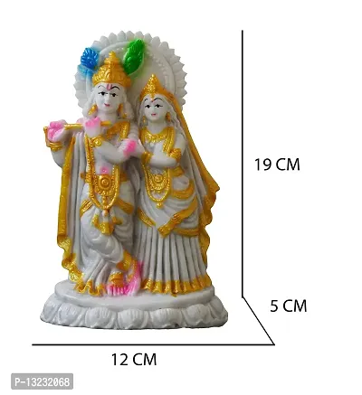 Templeshop Marble Polyresin Radha Krishan Statue, Multicolour Radha Krishna with Peacock Perfect Addition in Your Worship 19 Centimeters (White)-thumb2