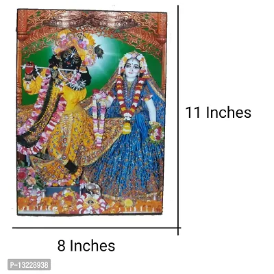 Templeshop Mayapur Iskcon Radha Madhav,Radha Krishna photo frame lamination photo,made by plywoood synthetic size 8/11 inches (Blue)-thumb3