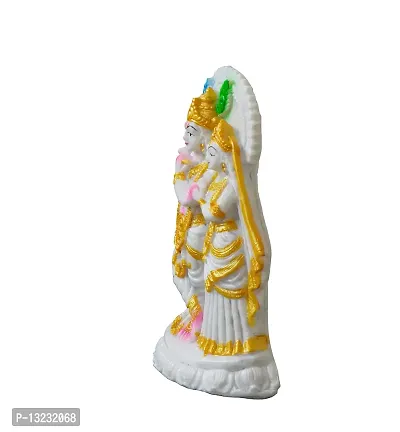 Templeshop Marble Polyresin Radha Krishan Statue, Multicolour Radha Krishna with Peacock Perfect Addition in Your Worship 19 Centimeters (White)-thumb3