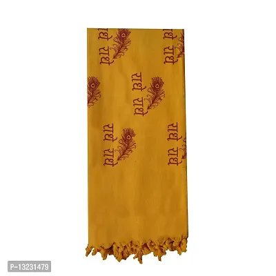 Templeshop Namavali of Radhe Radhe Printed Cloth Pure Cotton is Necessary While Worshiping Shri Krishna, This is a Holi Cloth The Language in Cloth is in Hindi (Orange)-thumb2