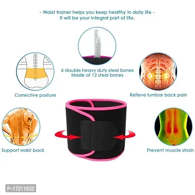 Classic Sweat Slimming Belt For Men And Women Sweat Slim Belt Neoprene Lower Back Posture Free Size Black And Pink Color-thumb2