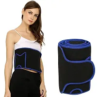 Classic Sweat Slim Belt Pocket Adjustable Sweat Slim Belt Waist Trainer For Abs Exercise For Men Women Blue Color Free Size-thumb1