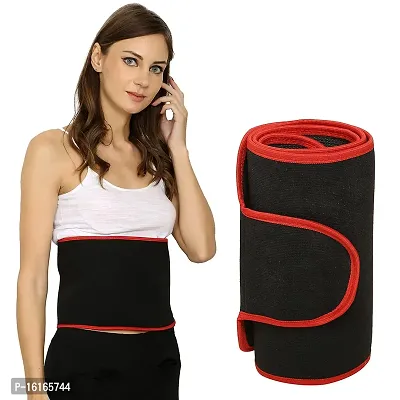 Sweat Belt for Fat Loss, Sauna Slim Belt for Weight Loss Waist Trainer - Tummy Trimming Exercise for Both Men and Women (Free Size) Black and Red Color-thumb0