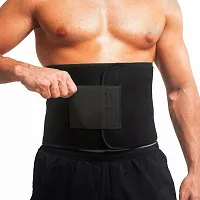 Classic Adjustable Sweat Generating Fat Burner Belly Tummy Yoga Wrap Black Exercise Body Slim Look Waist Shapewear Belt Free Size With Measuring Tape Belt Premium Waist Trimmer-thumb1