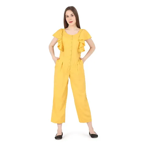 Classic Polyester Solid Jumpsuit For Women