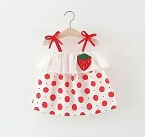 Elegant Red Cotton Colourblocked Frock With Bottom Set For Girls-thumb1
