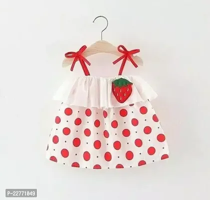 Elegant Red Cotton Colourblocked Frock With Bottom Set For Girls-thumb2