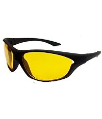 Hrinkar Sport And Rectangular Stylish Sunglasses For Men And Women (Yellow And Brown Lens | Black And Brown Frame - HCMB342) With Free Paper 3D Glass-thumb1