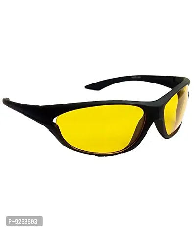 Hrinkar Sport And Rectangular Stylish Sunglasses For Men And Women (Yellow And Brown Lens | Black And Brown Frame - HCMB342) With Free Paper 3D Glass-thumb4