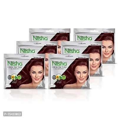 Hair Color Rich Bright Long Lasting Hair Colouring For Ultra Soft Deep Shine 100% Grey Coverage Conditioning With Natural Herbs Burgundy (Pack of 6)