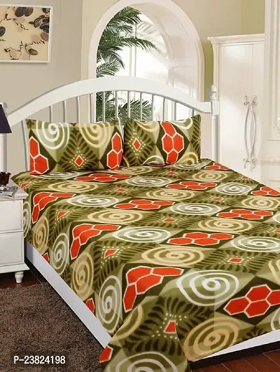 Comfortable Wool Printed Double Bedsheet with Pillow Covers-thumb0