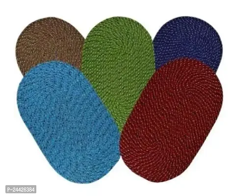 Home Decor Trendy Multicolor Cotton PP Doormat (Length Size : 50 cm, Width Size: 30 cm)(Pack of 5)