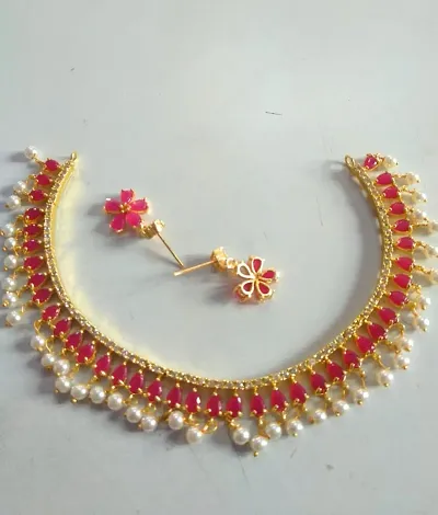 Partywear Pearl Studded Necklace Set