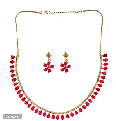Trendy Brass Necklace with Earring for Women-thumb0
