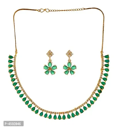 Trendy Brass Necklace with Earring for Women-thumb0