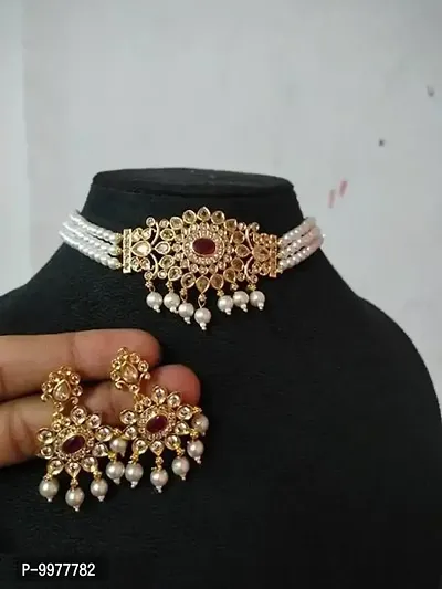 Elegant Brass Choker Jewellery Set For Women