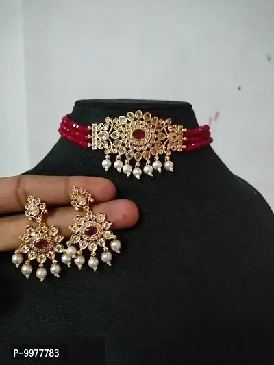 Elegant Brass Choker Jewellery Set For Women-thumb0