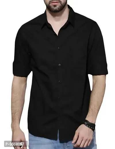 Trendy Cotton Blend Shirt Black-thumb0