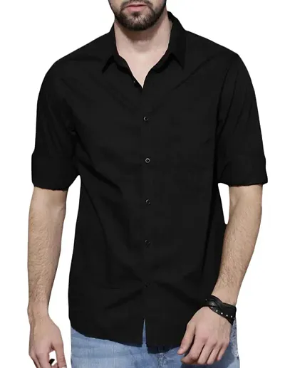 Trendy Cotton Blend Shirt Black