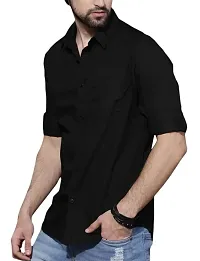 Trendy Cotton Blend Shirt Black-thumb1