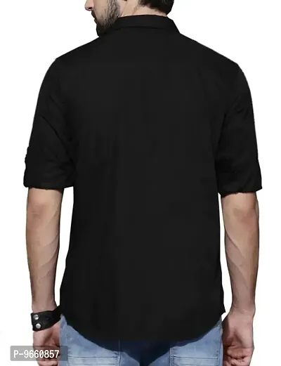 Trendy Cotton Blend Shirt Black-thumb3