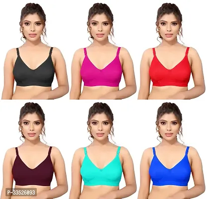 Stylish Multicoloured Cotton Blend Bras For Women Pack Of 6-thumb0