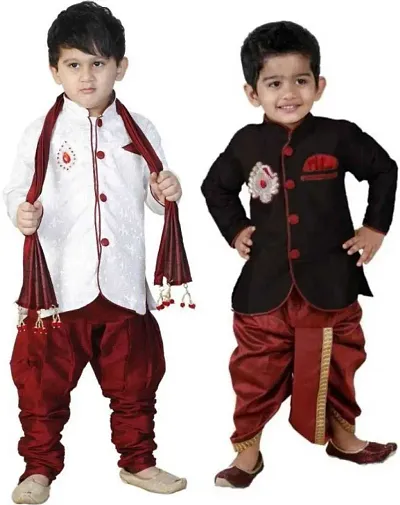 Boys Festive Party Sherwani and Churidar Set (pack of 2)