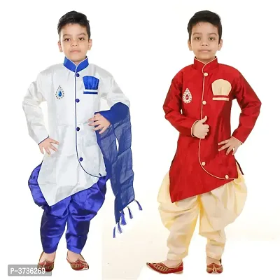 Boys Festive  Party Kurta, Pyjama  Dupatta Set (PACK OF 2)