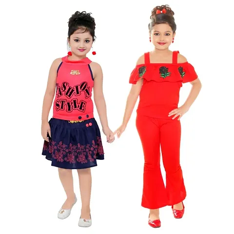 Pack Of 2 Stylish Cotton Girls Dresses