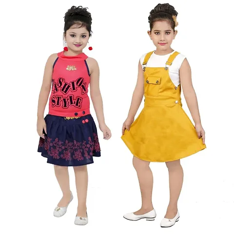 Girls Frock and Top with Bottom Set