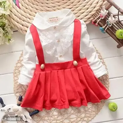 Red Partywear Crepe Dress for Girls-thumb0