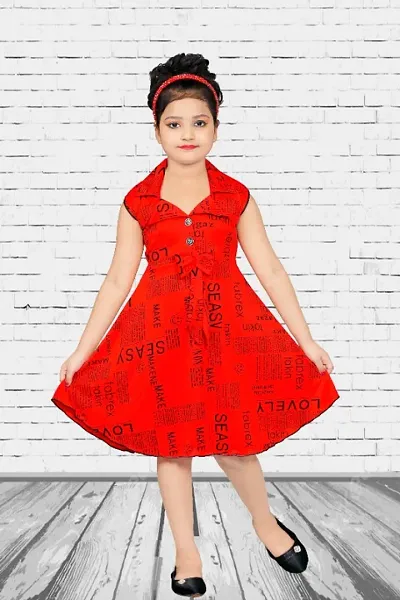 Text Print Cotton Blend Fit And Flare Dress