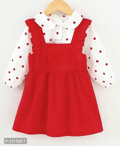 Girls Midi/Knee Length Party Dress  (Red, Full Sleeve)