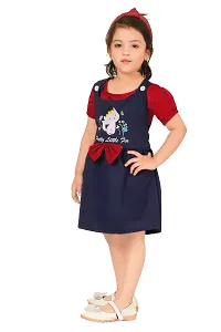 Baby Girls Casual Top Dungaree  (Blue  Mroon)-thumb2