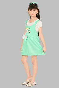 Baby Girls Casual Top Dungaree  (Green  Whte)-thumb1