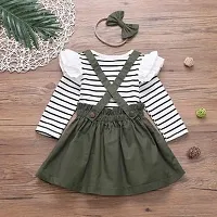 Baby Girls Party Printed Polyster  Blend Top  Dungaree BOTEL GREEN STRIPE-thumb2